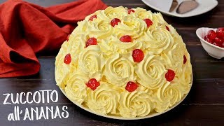 TORTA ZUCCOTTO ALLANANAS SENZA COTTURA Ricetta Facile  No Bake Pineapple Rose Cake Easy Recipe [upl. by Aniat]