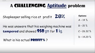 A very Challenging Aptitude problem  Profit and Loss [upl. by Neros]