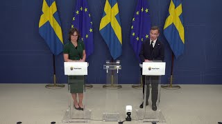 Statsminister Ulf Kristersson bjuder in till pressträff för att presentera ny EUkommissionär [upl. by Sena]