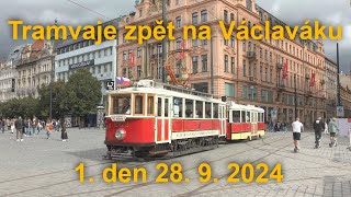 Návrat tramvají na Václavské náměstí s novými výhybkami 2892024  8K HDR 60p [upl. by Florri711]