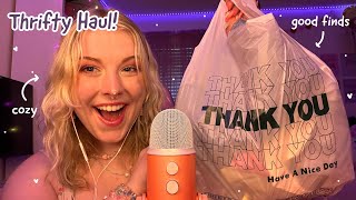 ASMR Thrift Haul with Fabric Sounds Mouth Sounds and Rambles ✨🩷 [upl. by Felecia]