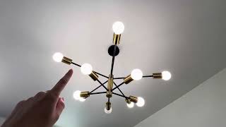 Modern Sputnik Chandelier Light Fixture 10 Light Chandelier Ceiling Light Fixture Review [upl. by Eniamaj]