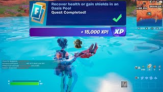 How to EASILY Recover health or gain shields in an Oasis Pool in Fortnite locations Quest [upl. by Ashwin]