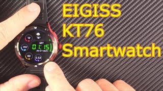 Eigiis KT76 Smartwatch  LED flashlight BP SPo2 3ATM waterproof bluetooth calling SMS rugged [upl. by Emia211]