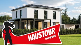 Haustour Moderne Stadtvilla mit großer Pergola  Fertighaus von Fingerhaus  Hausbau Helden [upl. by Riana350]