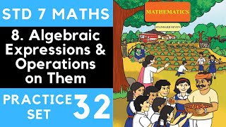 Class 7 Practice Set 32 Algebraic Expressions and Operations on ThemChapter 8 Maharashtra 7th Maths [upl. by Ahsuatan]