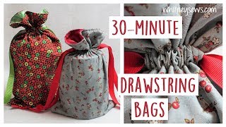 Lined Drawstring Bags  EASY DIY  Whitney Sews [upl. by Cortney]