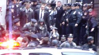 ANGELINA JOLIE films a scene for the movie SALT in New York City 3182009 [upl. by Atinehs]