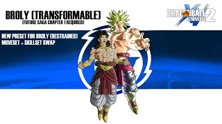 NEW Transforming Broly DBZ Broly in Dragon Ball Xenoverse 2 MOD [upl. by Aiepoissac]