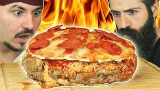 PizzaBurger de 7000 KCAL SI NO ME LO COMO ME AFEITO El Pirata VS Joe BurgerChallenge [upl. by Anhoj]