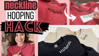 HOW TO EMBROIDERY THE COLLAR NECKLINE MACHINE EMBROIDERY HACK USING MIGHTY HOOPS TUTORIAL [upl. by Johannessen]