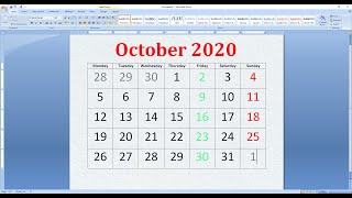 How to create calendar in MS Word [upl. by Netsoj]