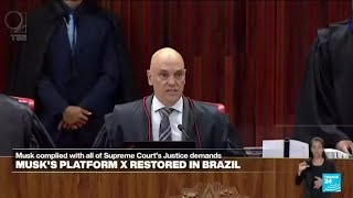 Brazil Supreme Court ends nationwide shutdown of Elon Musks X • FRANCE 24 English [upl. by Engamrahc]