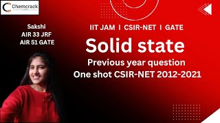 Solid state PYQ CSIRNET GATE IIT JAM  Previous year question 20122021ChemCrackClasses [upl. by Plume]