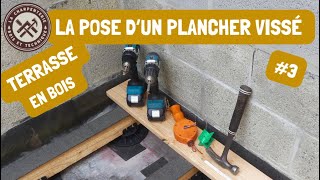 Construire une terrasse en bois sur plots réglables 3 La pose et la fixation du plancher [upl. by Kakalina284]