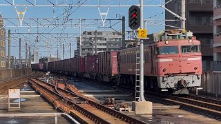 遅4081レ EF81406号機 箱崎駅通過 [upl. by Rosabella]