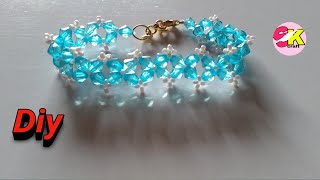 Blue and white beautiful crystal braceletcrystal new crystal design 60jewelry handmade skcraft [upl. by Chapell]