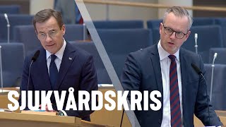 Mikael Damberg får inga svar av Ulf Kristersson om hans vårdlöfte [upl. by Ahcrop]