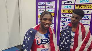 Noah Lyles Runs Third Leg On 4x4 US Men Take Silver In 4x400m At World Indoor Championships [upl. by Vinni127]