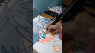 Gojo Fan ArtSketch To Color Anime DrawingALCOHOL MarkerBrush Pen color‼️🧿jjkgojoanimeshorts [upl. by Lorita]