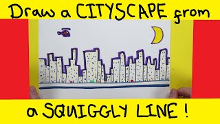 Draw a CITYSCAPE from a SQUIGGLY LINE – SQUIGGLE PICS 2 [upl. by Akirehc]