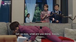 CEO falls over his girl on the sofa but before he gets up his parents come back and see them [upl. by Khan]