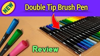 Dual Tip Brush Pens Review  Double sided pen with 24 shades pack  Double sided color pens [upl. by Marx]