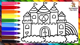 Desenhar e Pintar um Castelo nas Nuvens ☁️🏰🌈☁️ Desenhos para Crianças [upl. by Charis473]