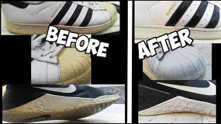 How to Remove Yellow Stain in a Shoe  Shoe Drops Sole Whitener  Adidas Superstar  Nike Metcon 4 [upl. by Crutcher]