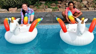 UNICORN POOL CHALLENGE Pikmi Pops Lollipops  Toys AndMe [upl. by Hagood]