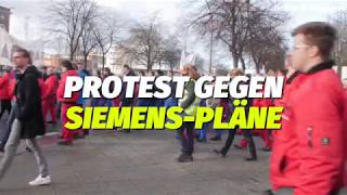 Siemens Berliner Mitarbeiter protestieren gegen Stellenabbau [upl. by Touber]