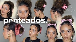 ideias de penteados fáceis para cabelo crespo e cacheado [upl. by Ailecara]