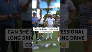 Can she beat 3 professional long drivers in a long drive competition🤔 golf [upl. by Notaes]