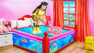 I Turned My Daughters Bed into a Fish Tank Surprise  Familia Diamond [upl. by Luapnoj475]