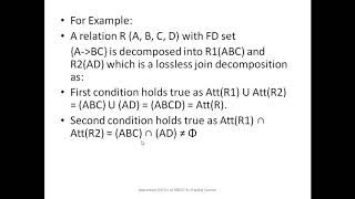 Lossless Join Decomposition and Dependency Preserving Decomposition [upl. by Ellerol894]