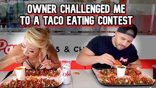 RESTAURANT OWNER CHALLENGED ME TO A TACO EATING CONTEST  Papis Churros and Tacos RainaisCrazy [upl. by Sleinad834]