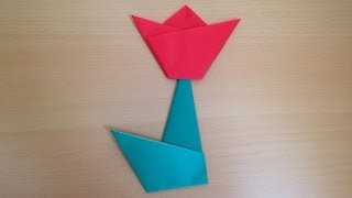 折り紙 チューリップの花の簡単な折り方 Origami tulip flower [upl. by Dunson598]