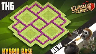 LATEST Town Hall 6 TH6 HYBRID Base Design 2018 COC Best Th6 Hybrid Base Layout  Clash of Clans [upl. by Adnohs]