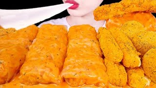 Mellawnie ASMR creamy carbo noodles fried cheese Mukbang bites only [upl. by Vaules]