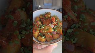 Plantain Gnocchi With a Chilli Chorizo tomato sauce italian cooking recipes fusionfood foodie [upl. by Aihceyt]