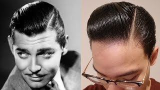 Clark Gable Hair Tutorial  1930s Side Part  Executive Contour [upl. by Odla]