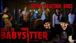 SUPER REACTION BROS REACT amp REVIEW The Babysitter Official Trailer [upl. by Newmark]