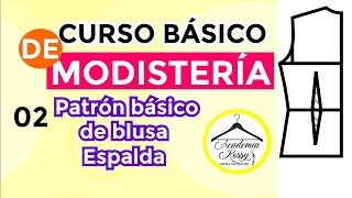 Curso Básico de Modistería 29 PATRON BASICO DE BLUSA Espalda Prof Piedad Peña [upl. by Conal]