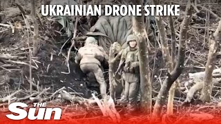 Ukrainian attack drones bombard Russian military positions near Avdiivka [upl. by Werdna]