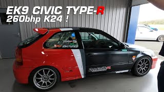 260bhp K24 EK9 Civic Type R  Raw onboard track action BedfordAutodrome [upl. by Navnod]