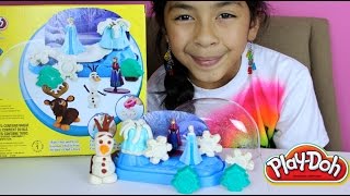 Tuesday Play Doh Frozen Sparkle Snow Dome With Elsa Anna Olaf and Sven [upl. by Dewitt71]