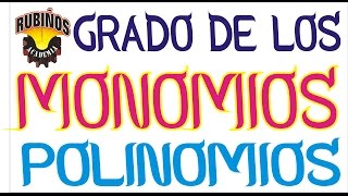 GRADOS DE UN POLINOMIO EJEMPLOS Y EJERCICIOS RESUELTOS [upl. by Alsi655]