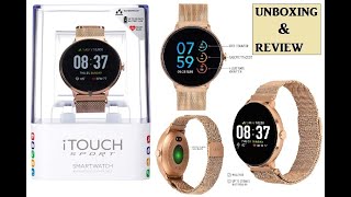 iTouch Sport Round Smartwatch Unboxing and Review Waterproof MultiSports Mode for Android amp iOS [upl. by Harlen]