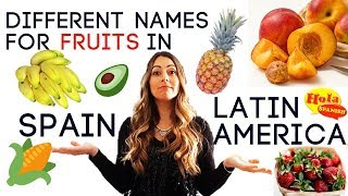 Diferentes Formas de Llamar a las Frutas  Different Names for Fruits and Vegetables  HOLA SPANISH [upl. by Helli906]