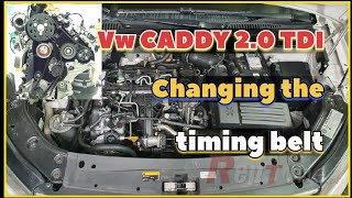 Vw CADDY 20 Tdi Changing the timing belt تبديل قشاط التوقيت فوكس فاجن كادي AudiVwSkodaGolfSeat [upl. by Ttehc636]